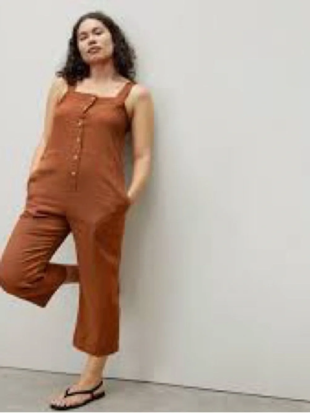 Everlane The Linen Picnic Jumpsuit Rust Orange Size 10